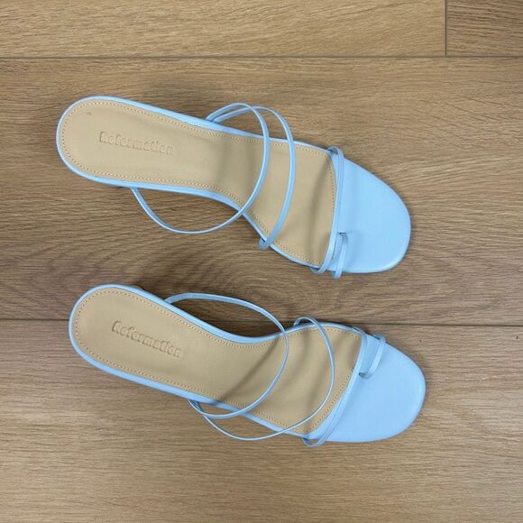 Reformation Rachel Heeled Sandals in Powder Blue Size 7.5 - Picture 2 of 8